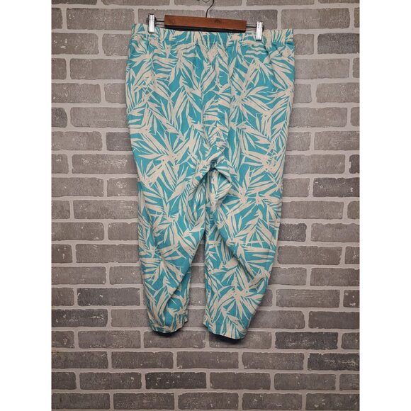 Cathy Daniels Vintage Y2k Womens Tropical Print Wide Leg Crop Linen Pants Size - Picture 6 of 9
